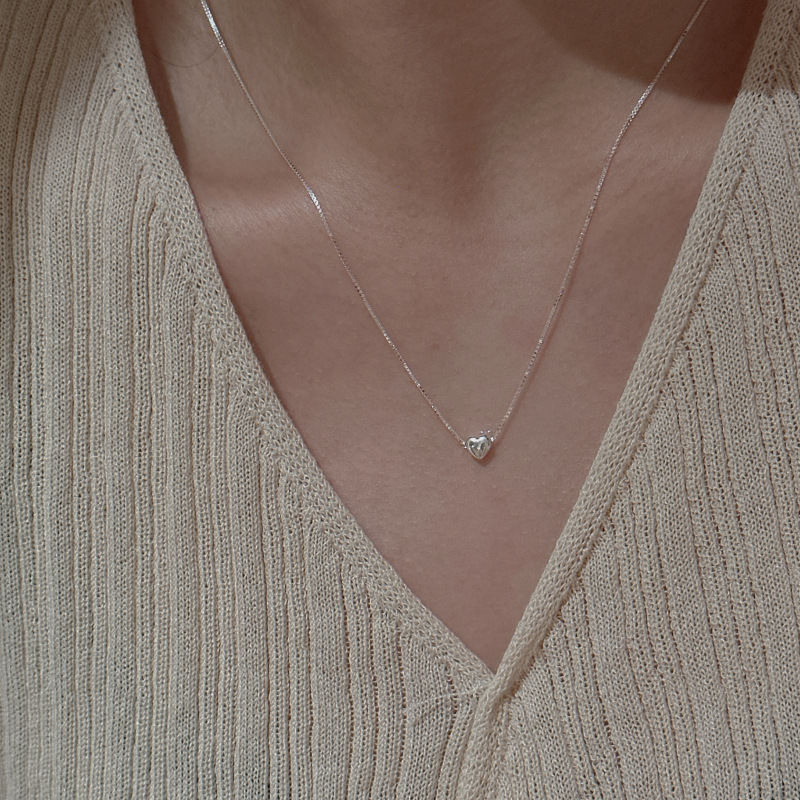 S925 Sterling Silver Korean-Style Niche Design Mini Heart Clavicle Necklace