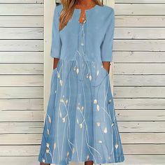 Women's Two-Piece Dress Office Floral Print Maxi Skirt