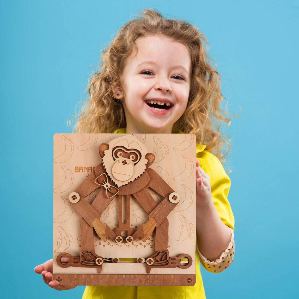 Monkey Wooden Mechanical Model Movable Assembled Children's Educational Toys