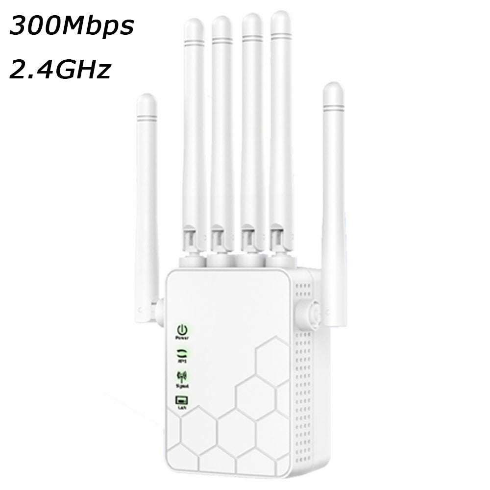 300Mbps WiFi Repeater, 2.4GHz Or 5GHz&2.4GHz, 6 Antenna Wireless Amplifier, AP Modes And Repeater Mode Extender Booster, WiFi5, White,  For Home And Office, Christmas Gifts