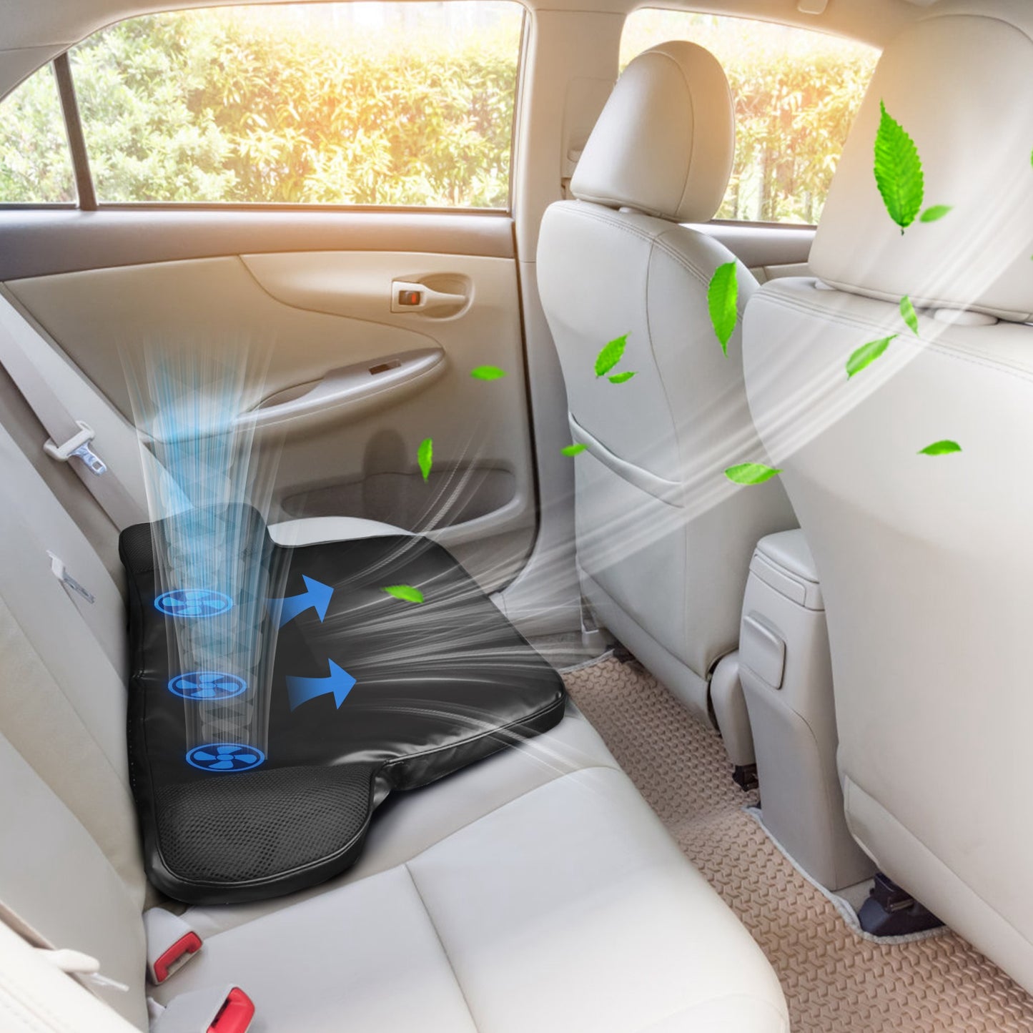 Summer Water Cooling System Seat Cushion With Fans 3 Speeds 78 Fehrenheit Constant Temperature USB Plug Portable Auto On-Off Ventilated Seat Cushion For Home Office Car