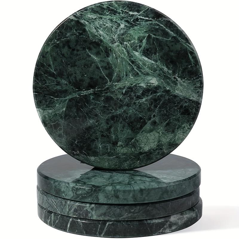 Set Of 4 Marble-Pattern Coasters  Heat-Resistant, Round Table Protection Pads Elegant Decor For Coffee Tables, Homes, And Bars Perfect Holiday Gift