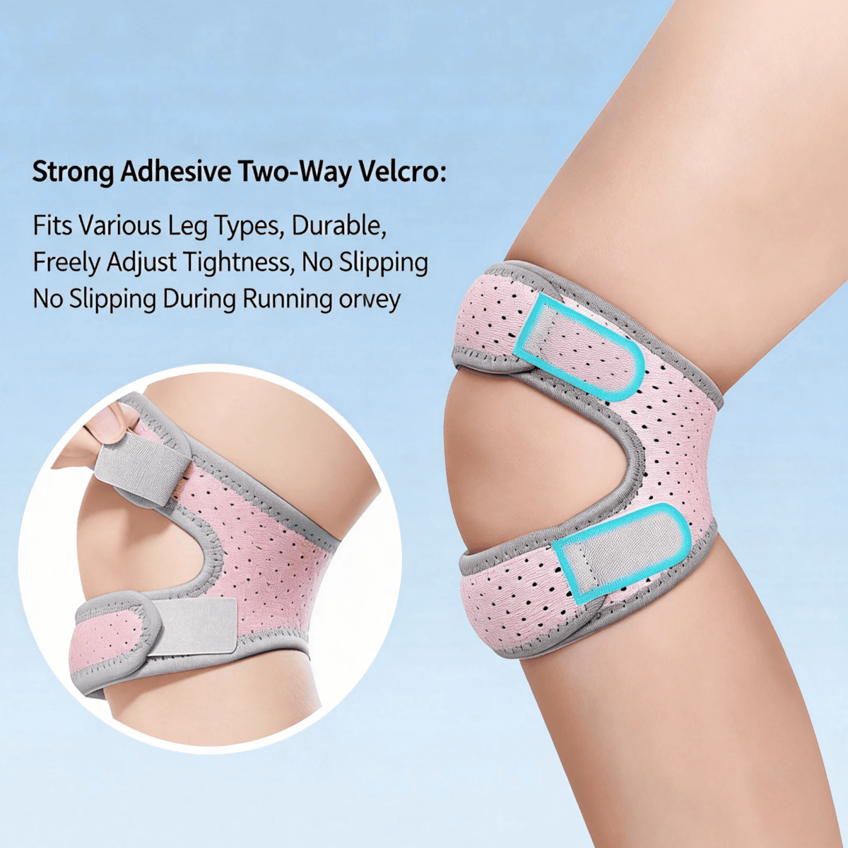Upgraded Dual Patella Knee Strap With Silicone Pad Adjustable Compression Knee Support Brace Non-Slip Shock Absorption For Running Weightlifting Fitness