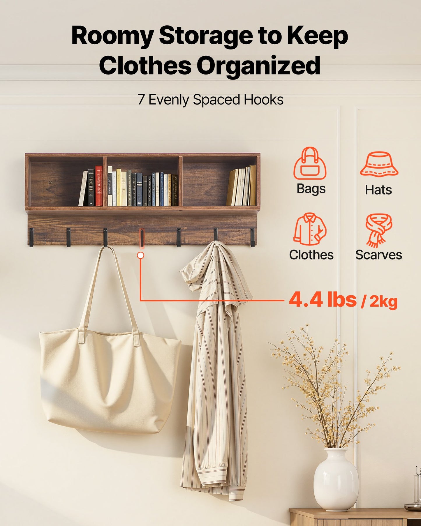 Coat Rack With Shoe Bench, 3-in-1 Shoe Coat Rack Combo Set With Hooks And Bookshelf, Steel Frame Hall Tree Entrance Storage Organizer Holder For Entry, Bedroom, Closet, Office, Rustic Brown