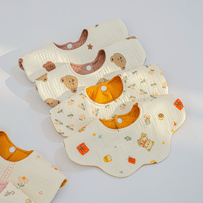 Cotton Highly Absorbent Leak-proof For Feeding Babies And Toddlers Petal-shaped Bib