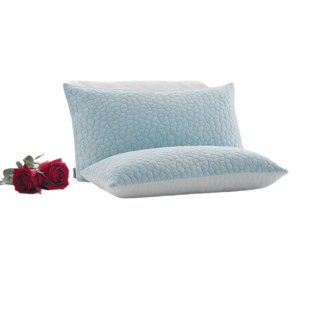 Memory Foam Fabric With A Stone Patterned Cooling Texture Blue Crumb Sponge Pillow