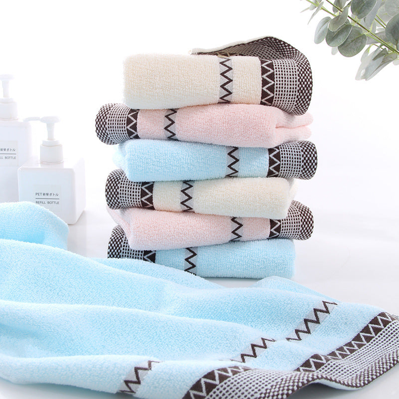 Home Daily Use Solid-Colored Satin-Trimmed Pure Cotton Towel