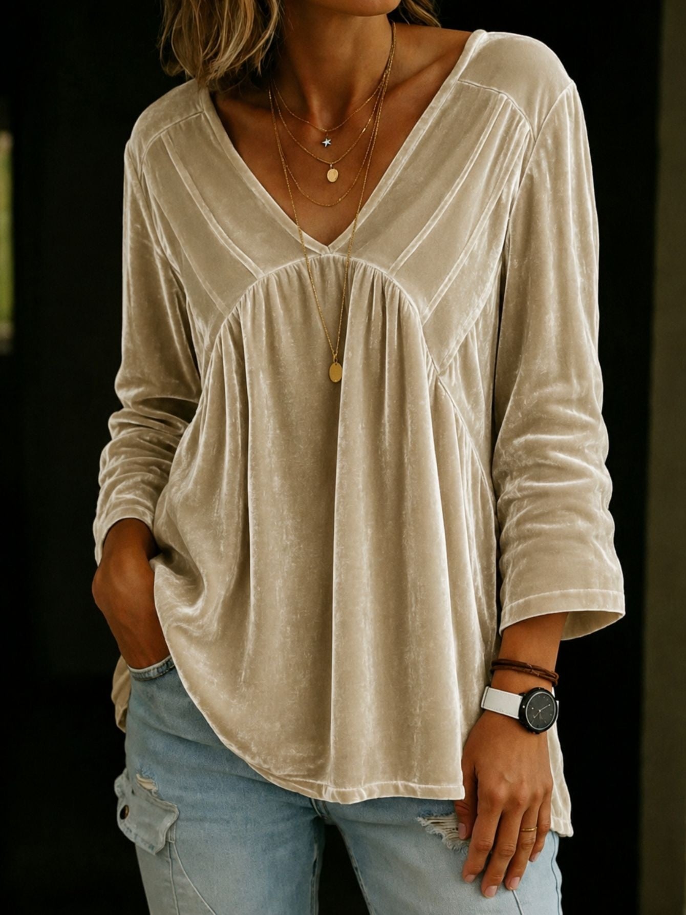 Casual Fashion Plain-color Loose-fitting T-shirt