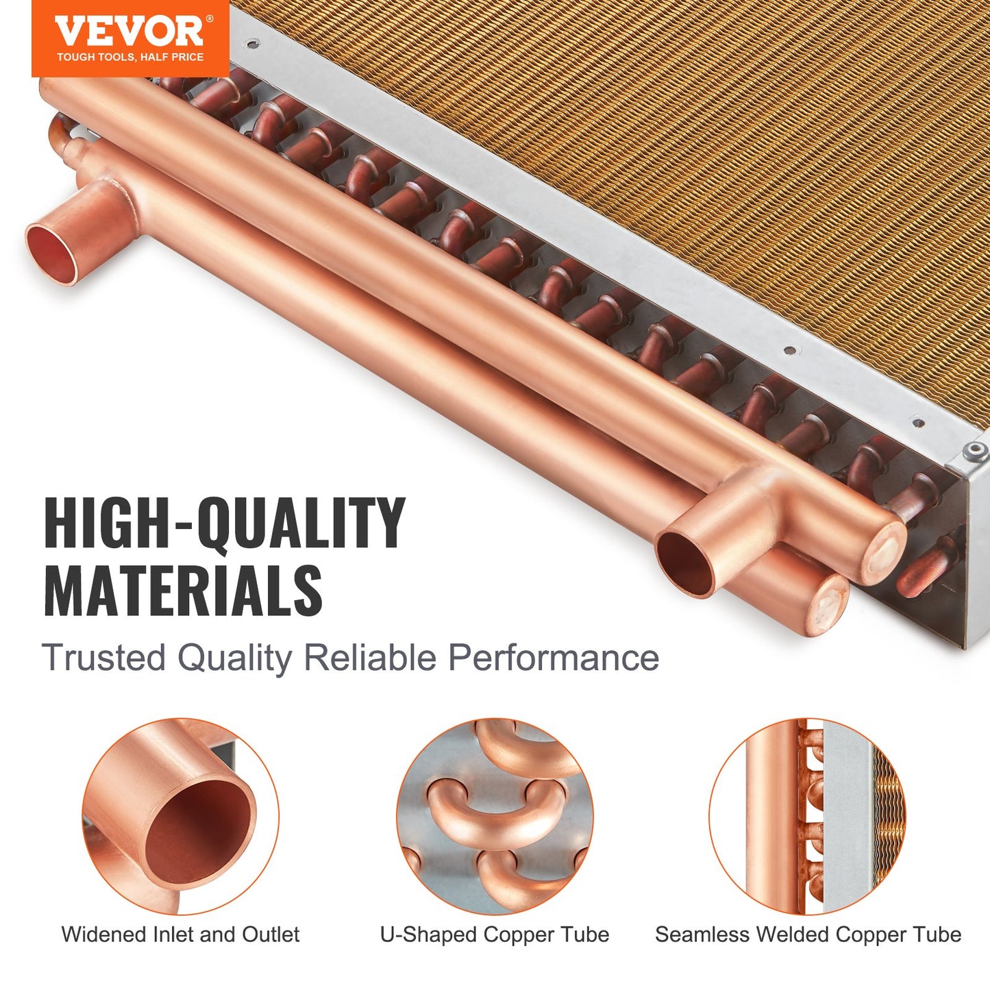 Heat Exchanger Water To Air, 18"x 20" With 3-Row 3/8" Copper Ports, 242 Aluminum Fins Heat Exchanger For Outdoor Wood Furnaces, Residential Heating And Cooling, And Forced Air Heating