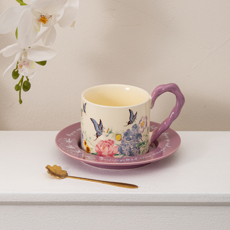 Butterfly Coffee Cup And Saucer Gift Set Ceramic Mug
