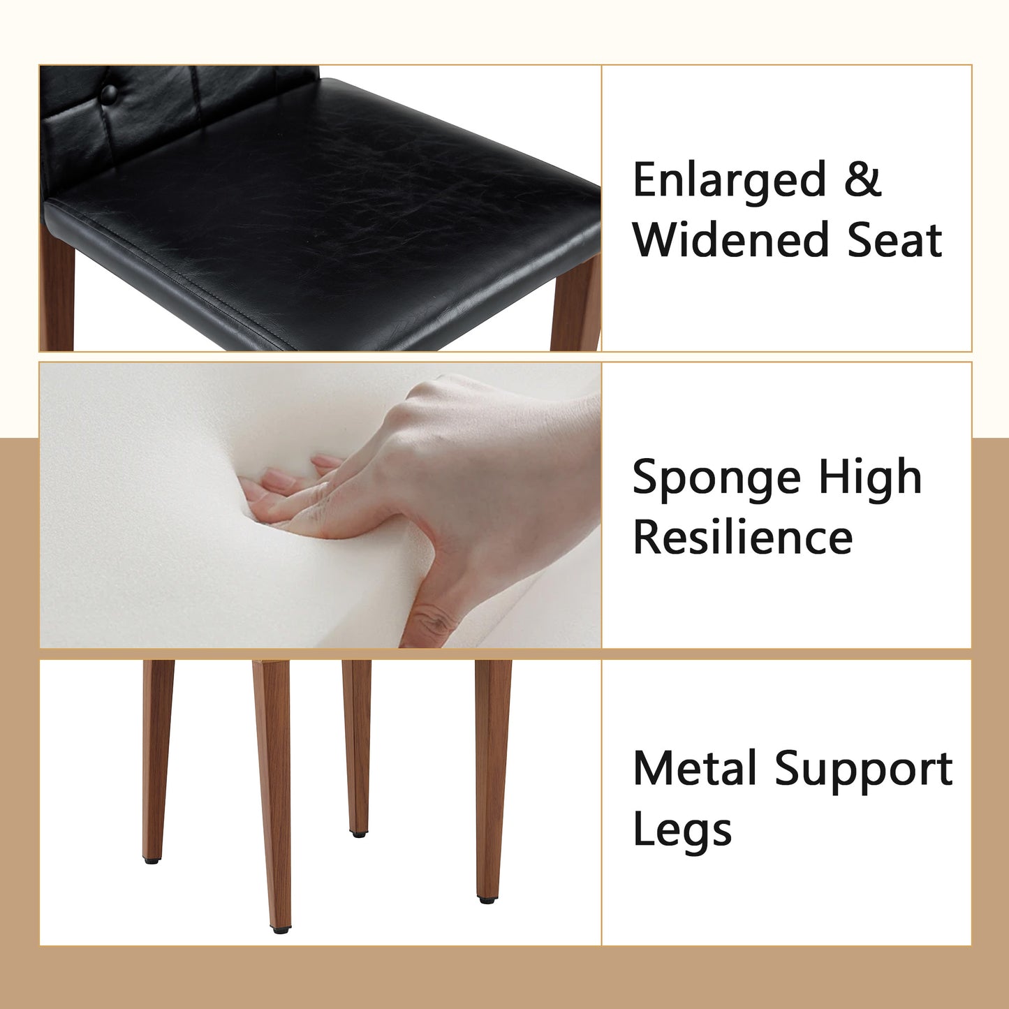 Table And Chair Set. 42 Inch Round MDF Black Dining Table With Double-layer Storage Shelves. Paired With 6 Black PU Chairs With Decorative Buckle Design On The Backrest.For Dining Room,Kitchen,etc.