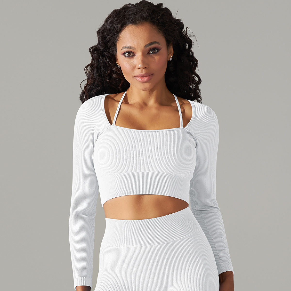 European And American Seamless Rib Solid Color Sexy Beauty Back Yoga Clothes Sports Running Fitness