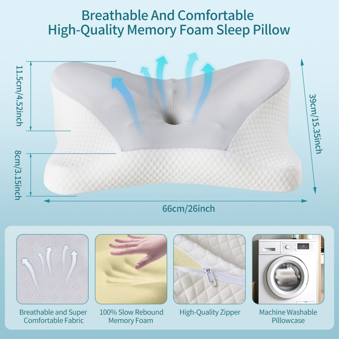 Cervical Neck Pillow, Cooling Ergonomic Memory Foam Pillows  Dual Height Orthopedic Support Contour Pillow For Side