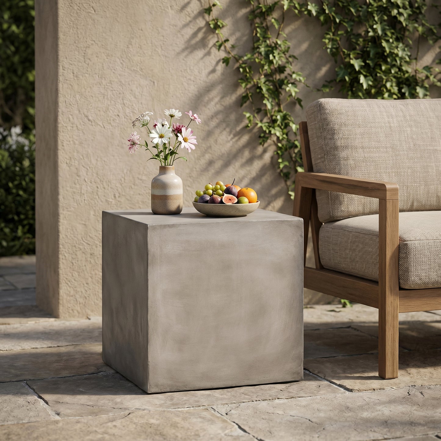 Outdoor MGO Side Table ,Light Grey