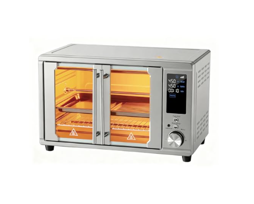 The Air Fryer And Grill Combination Unit Has 12 Functions, Comes With 7 Accessories, Is Made Of Stainless Steel, And Can Be Heated Up To 450  F