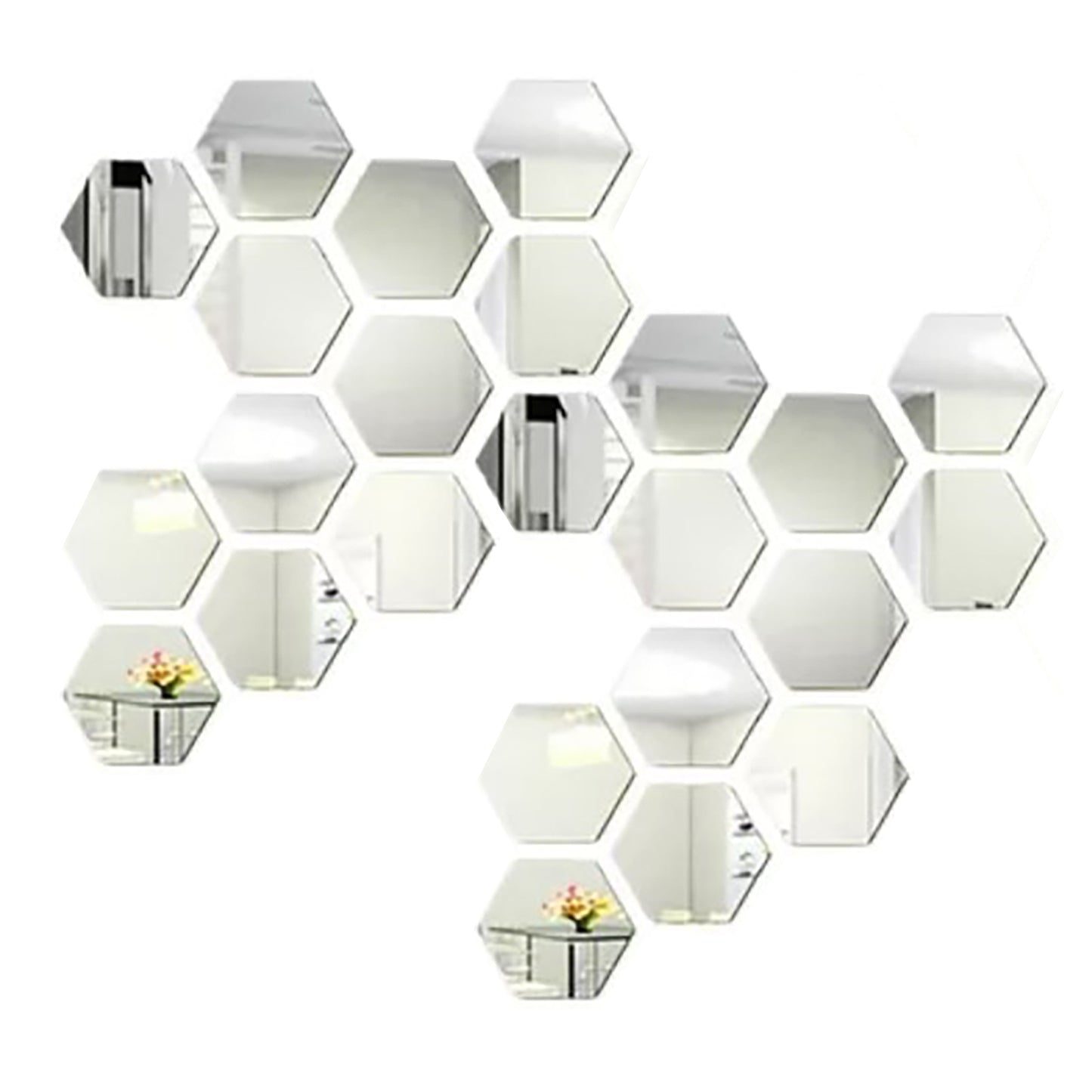 24PCS Hexagon Mirror Wall Stickers Acrylic Sticker Decoration For Home Living Room Bedroom Decor