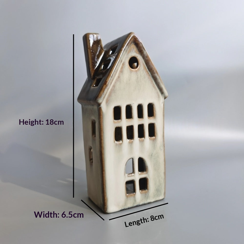 European-style Christmas House Tea Light Ceramic Ornament