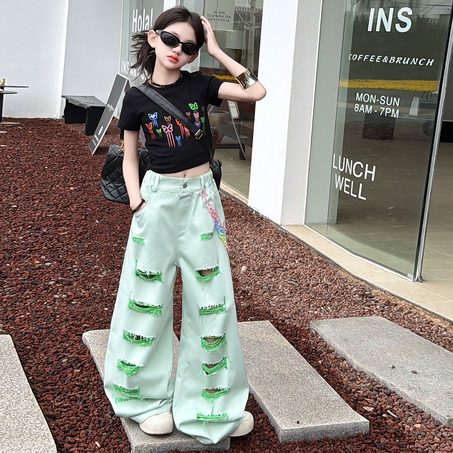 New Summer Wide-Leg Pants For Girls Korean-Style Chic Two-Piece Set