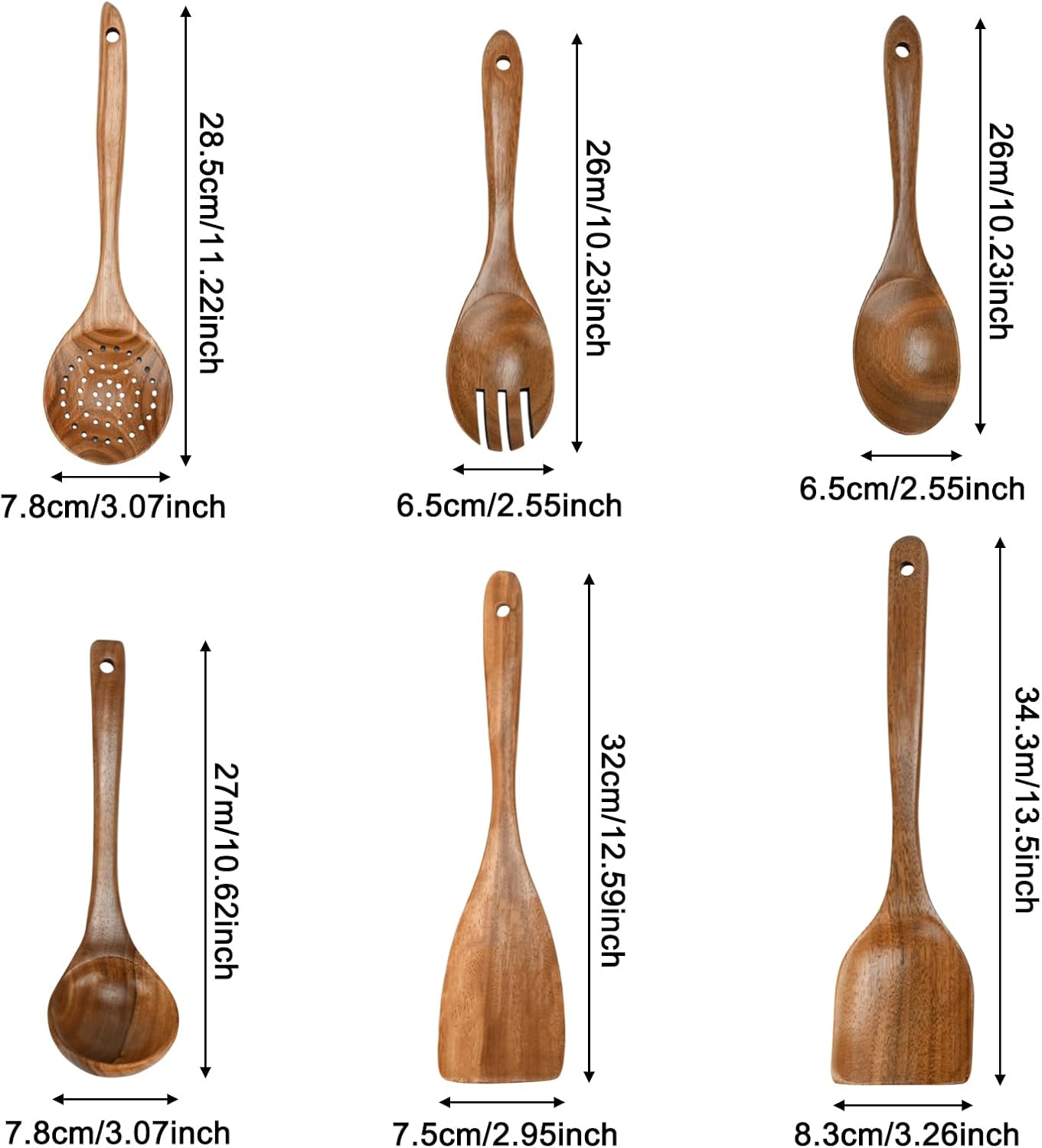 6pcs Wooden Utensils Teak Cooking Utensils Set Nonstick Pan Kitchen Utensils Set