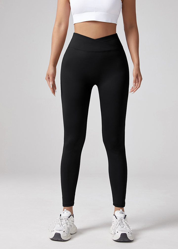 V-waist Elastic Sports Leggings, Women's Peach Hip Lifting Running Speed Drying Yoga Pants