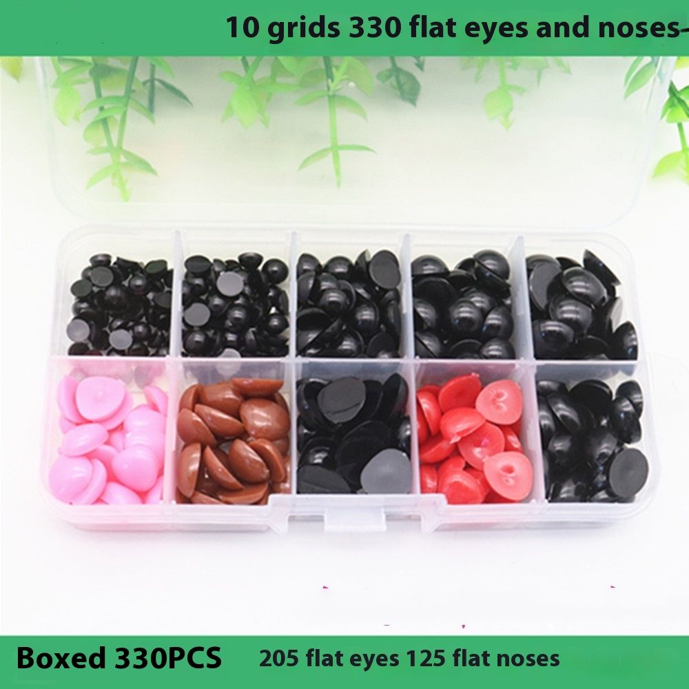 330 Boxed DIY Flat Round Black Nose Toy Doll Accessories