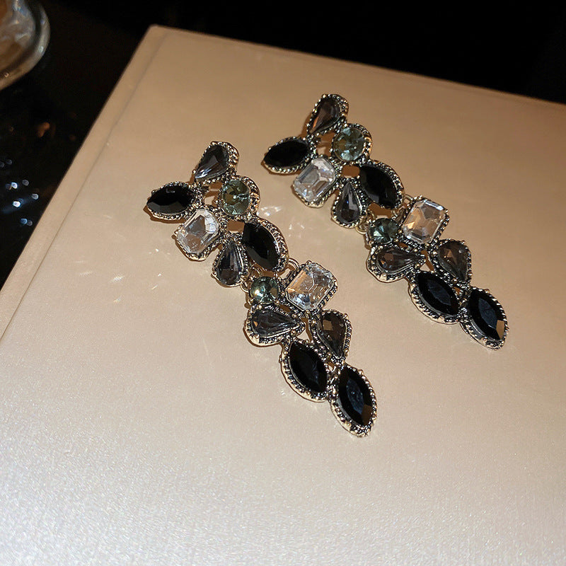 Silver Needle Cubic Zirconia Tassel Stud Earrings Female Light Luxury Fringe Dangle Fashion Jewelry