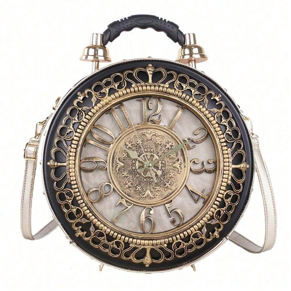 Retro Clock Shaped Crossbody Purse Handbags Women Shoulder Bag Vintage Steampunk Messenger Bags Designer Clock Purse,  Bags For Women, Summer, Tote Bags For Women, Valentine's Day Gifts, Romantic Gift