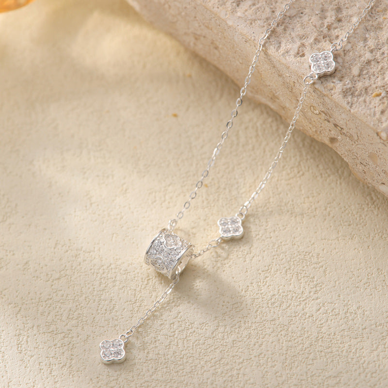 999 Fine Silver Waist Shaped Necklace, Tassel Clavicle Chain, Understated Luxury Fashion Jewelry