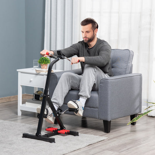 Pedal Exerciser, Hand Arm Knee and Leg Exercise Machine for Seniors, Height-adjustable, with LCD Display and Foot Massage Roller