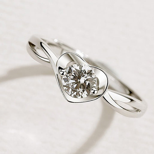 1 Piece 999 Sterling Silver Solitaire CZ Ring, Twisted Band Minimalist Style, For Daily Wear & Valentine's Gifts