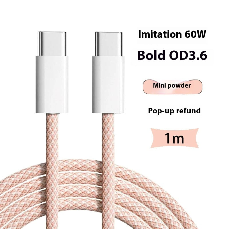 60W Double C Mobile Phone Braided Pd Charging Cable
