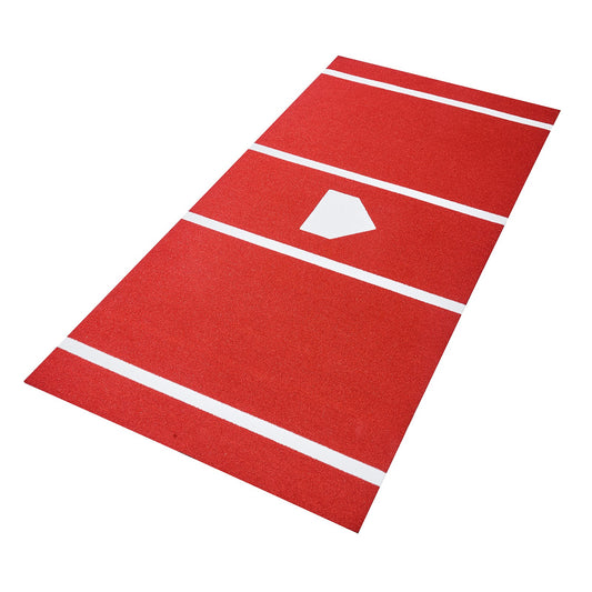 Baseball Hitting Mat, 12x6 Ft Batting Cage Mat, Batters Box Turf Mats, Softball Batting Practice Equipment With Home Plate And Anti Fade Turf, Portable Training Aid For Indoor Outdoor, Red