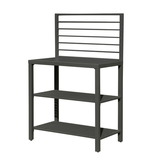 Outdoor Kitchen Island With Storage, Aluminum Kitchen Storage Island Kitchen Food Prep Table With Double Storage Rack, Freestanding Bar Center With Protective Cover Indoor Outdoor