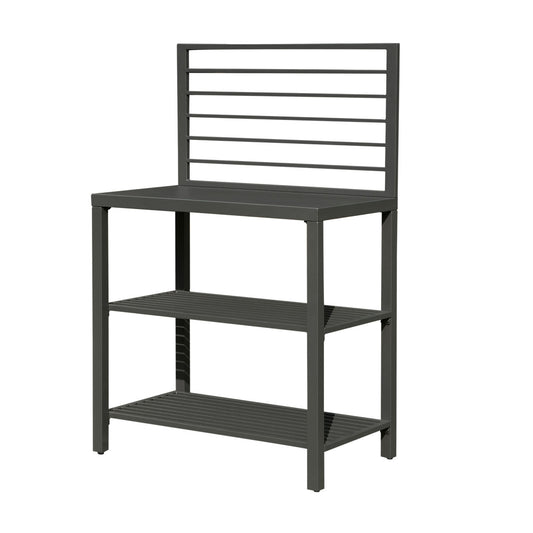 Outdoor Kitchen Island With Storage, Aluminum Kitchen Storage Island Kitchen Food Prep Table With Double Storage Rack, Freestanding Bar Center With Protective Cover Indoor Outdoor