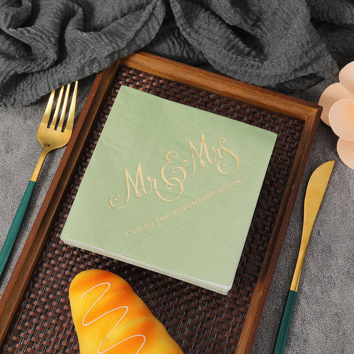 Customized Square Home Napkin Hotel Hot Stamping Napkin Party Special Props Small Packaging Napkin