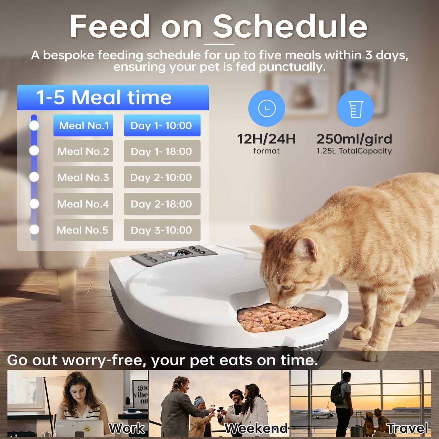 Smart Pet Feeder Automatic Timer For Cats Small Dogs Keeps Raw Or Wet Food Fresh For 3 Days