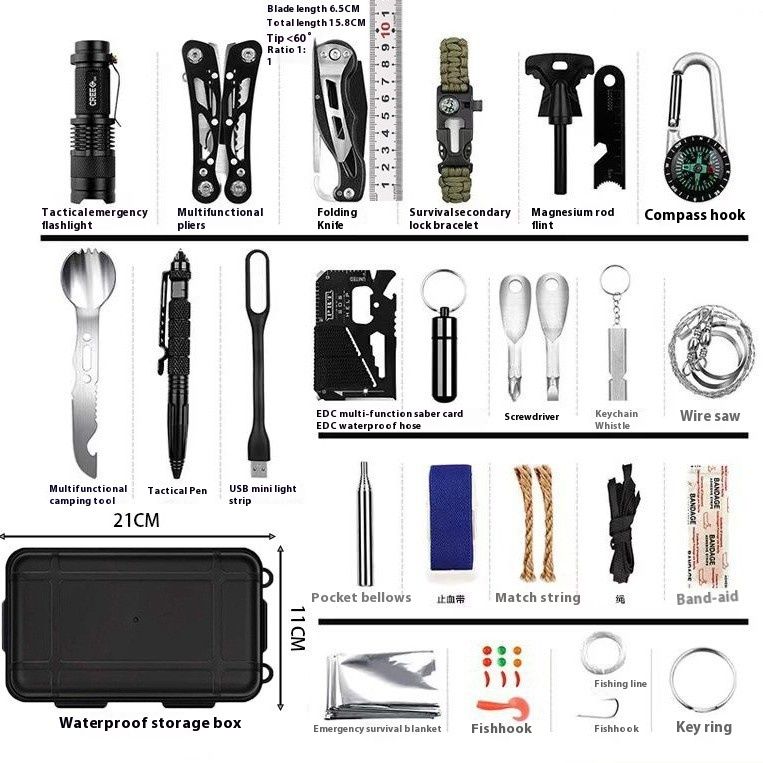 Multi-functional Outdoor Survival Equipment Tool Box 60-in-one Suit