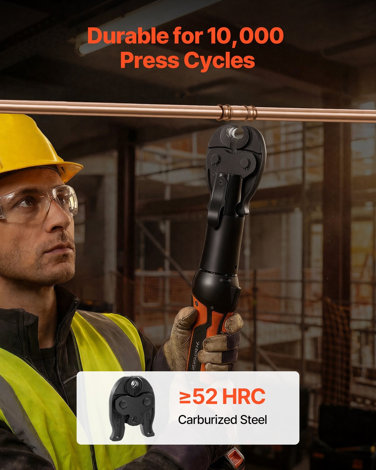 1/2" Press Jaw For Compact Series Press Tools, 52 HRC Hardened Steel Pressing Jaw For High Pressure HVAC/R Applications - Compatible With 24KN Press Tools For RLS Copper Pipes Connections