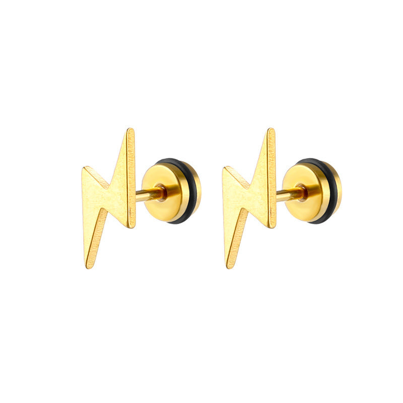 New Stainless Steel Lightning Stud Earrings