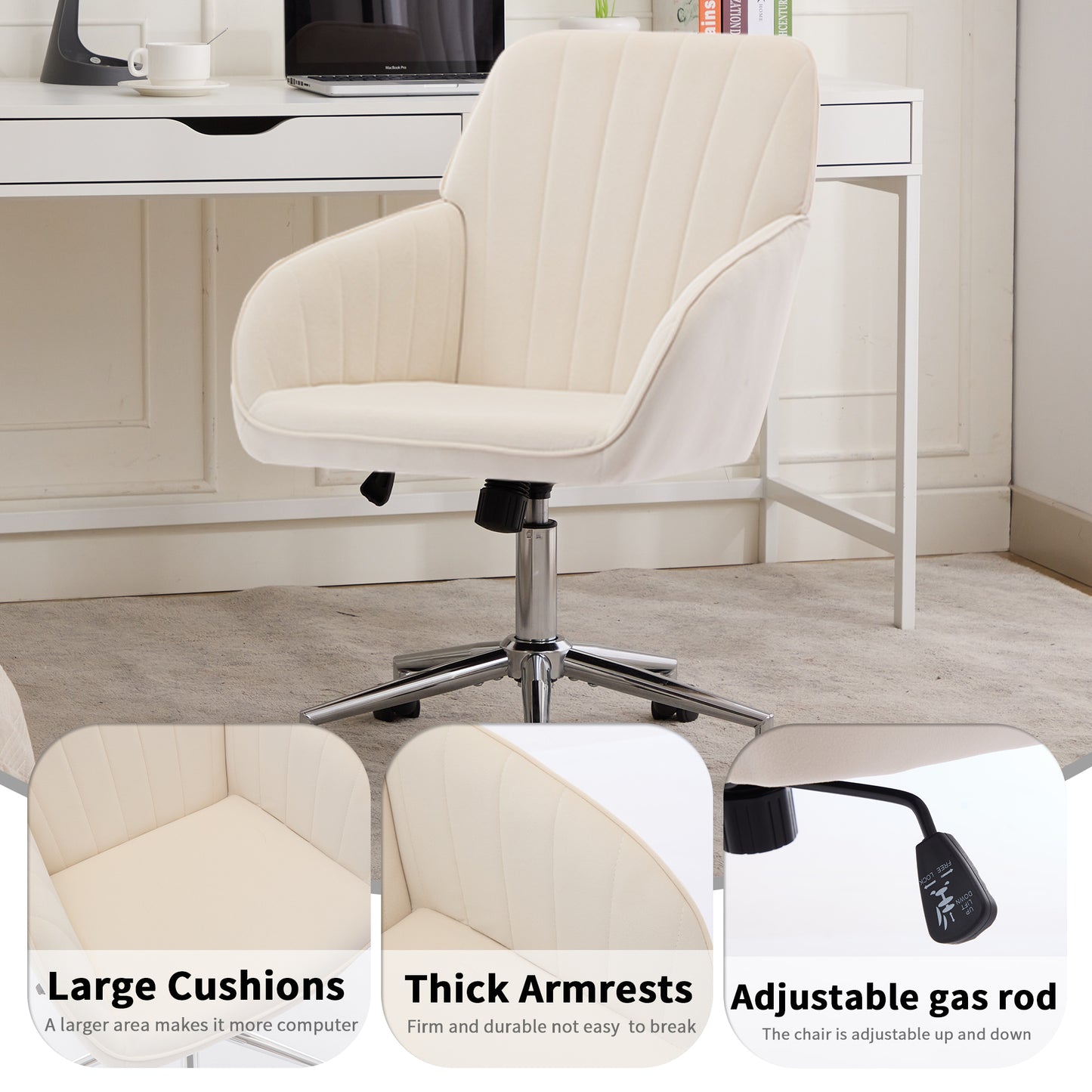 TY Adjustable Office Chair, Home Bedroom, Ergonomic Swivel Chair, Backrest Seat, Comfortable For Long Sitting