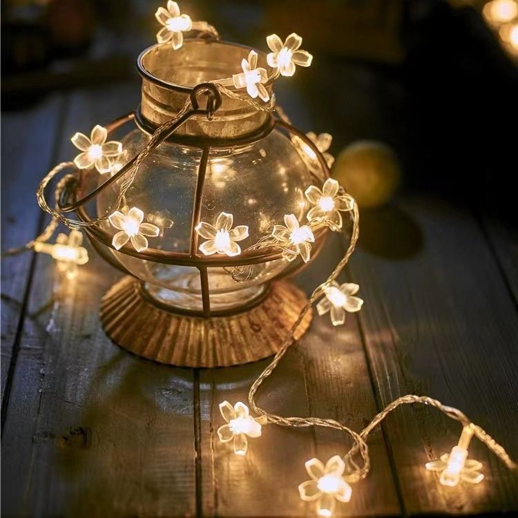 Solar-Powered Cherry Blossom String Lights For Outdoor Courtyard Decorations