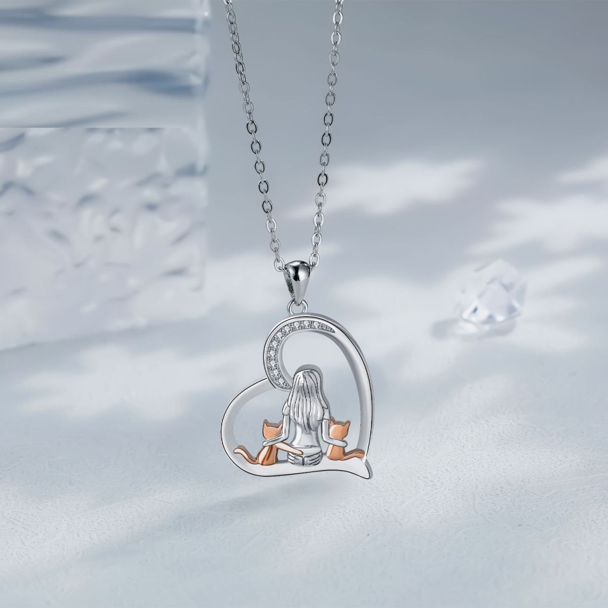 European And American Style Jewelry Fashion Personalized Love Girl And Cat Pet Necklace For Women