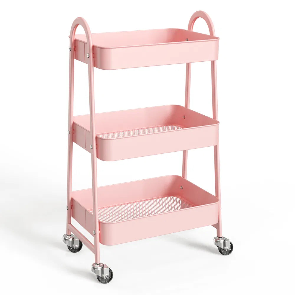3-4-layer Practical Mobile Trolley, Metal Movable Storage Rack, With Lockable Casters