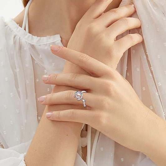 Creative Moon And Star Rotating Ring For GirlsPerfect Birthday Gift For Best Friends And Girl Buddies
