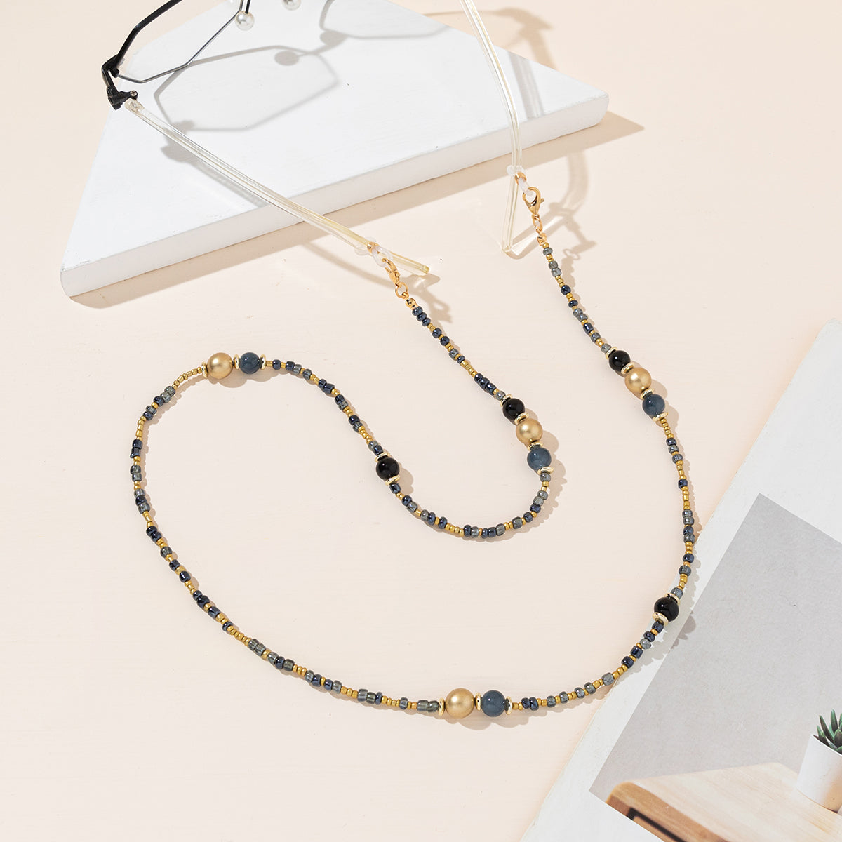 Multi-element Crystal Neckband, Metal Anti-slip Eyewear Accessories