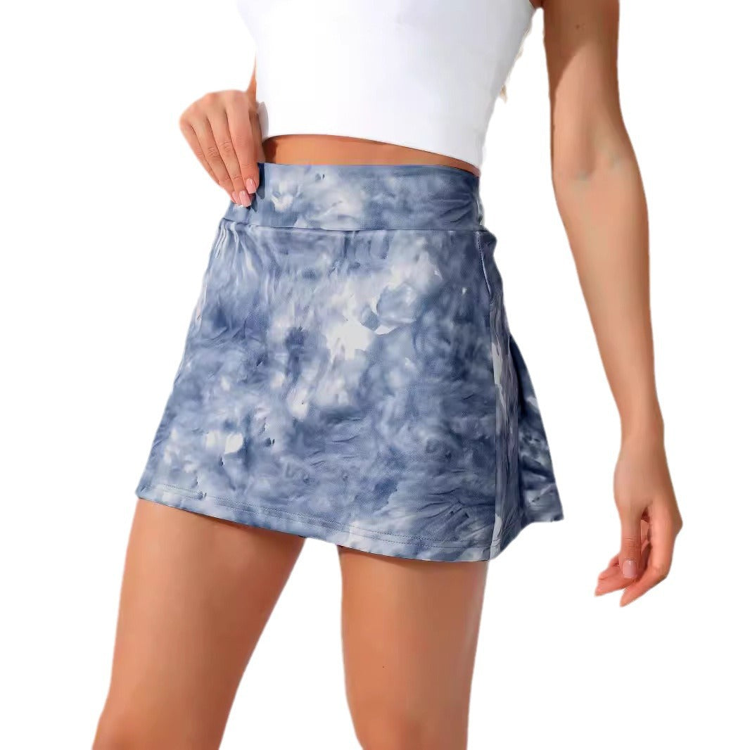 Cross-border Fitness Skort With Anti-Exposure Design And High Waist Shorts