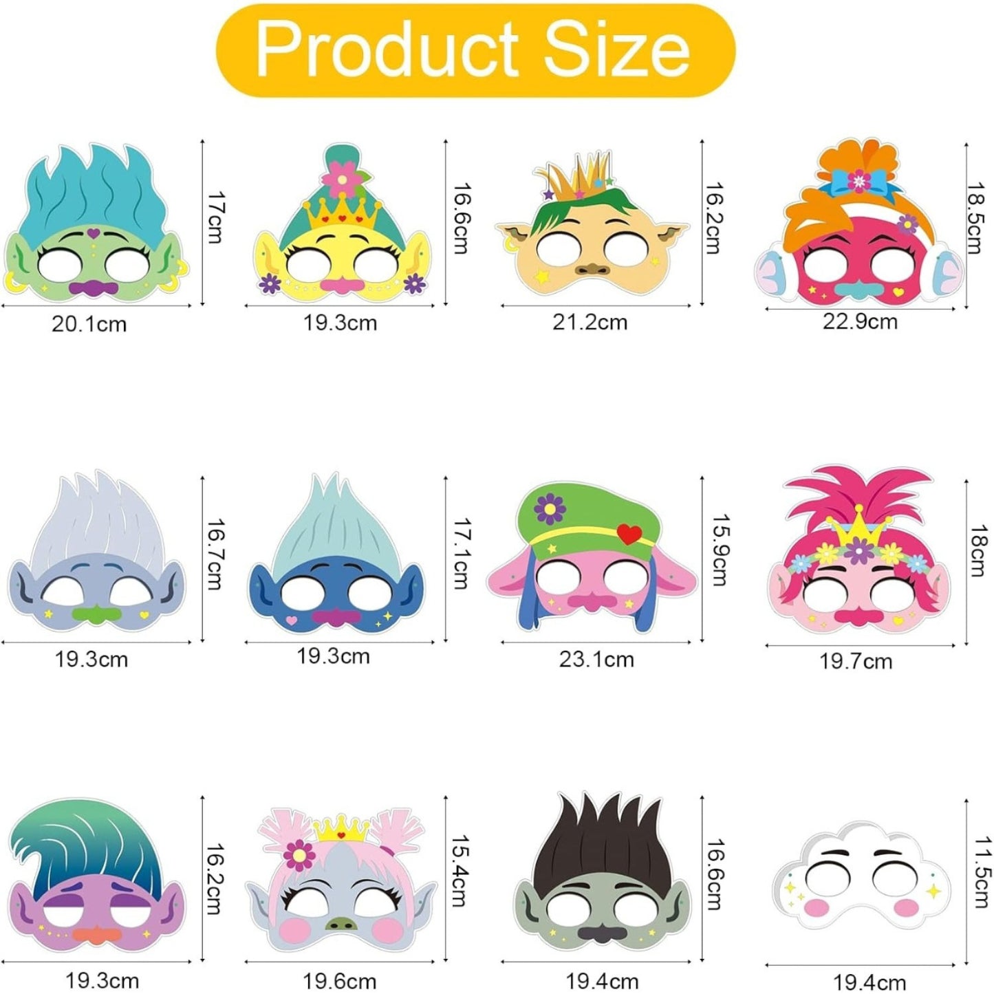 50-Piece Craft Set With 24 Paper Masks (12 Designs), Rhinestones, 24 Rubber Bands, And 2 Paintbrushes—Party Supplies Set