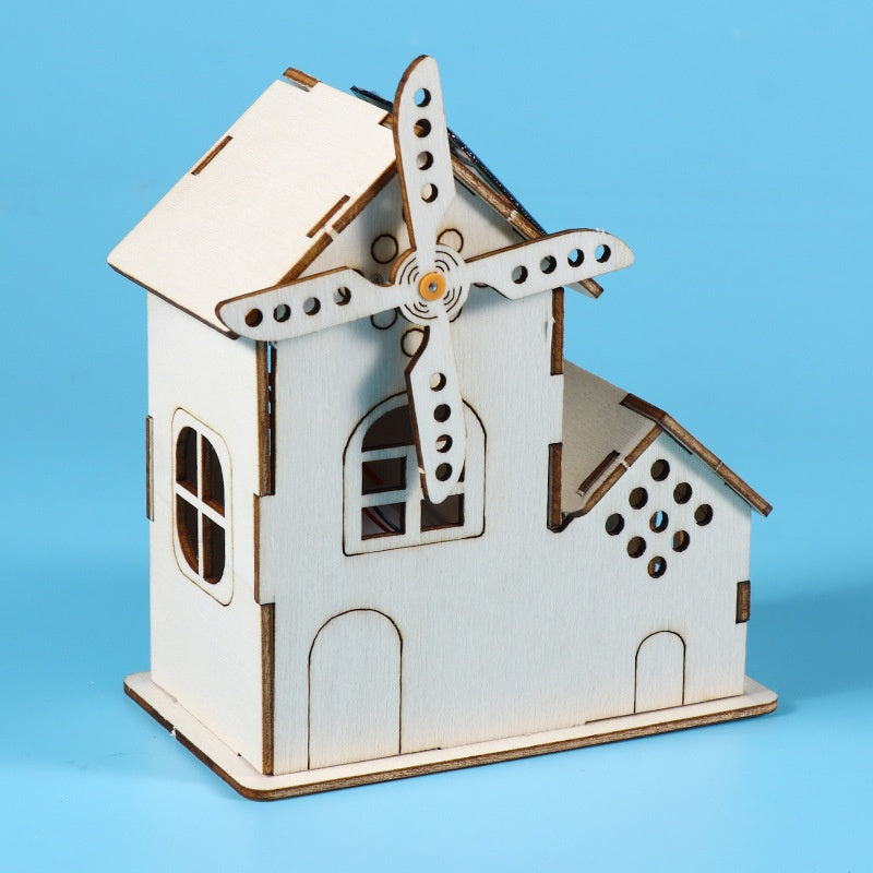 Scientific Experiment Technology Small Production Solar Windmill Wooden House Equipment
