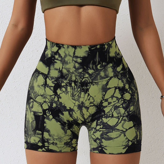 Women's Tie-dyed Seamless High Waist Belly-contracting Yoga Shorts