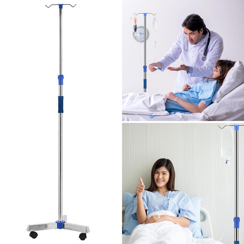 Adjustable IV Pole Stainless Steel IV Drip Stand With Wheels For Home Clinic Z
